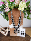 The Suzie Black Onyx Squash Blossom Necklace and Earrings