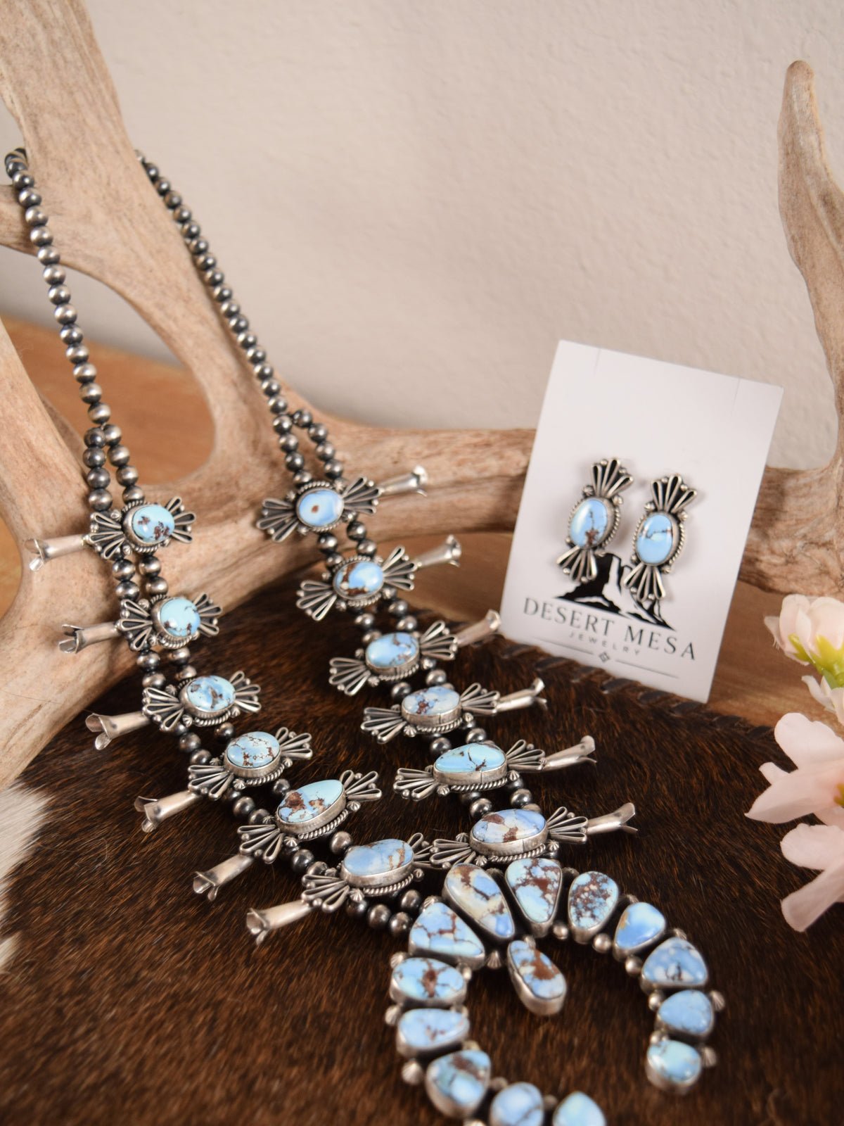 The Edith Golden Hills Squash Blossom & Earrings