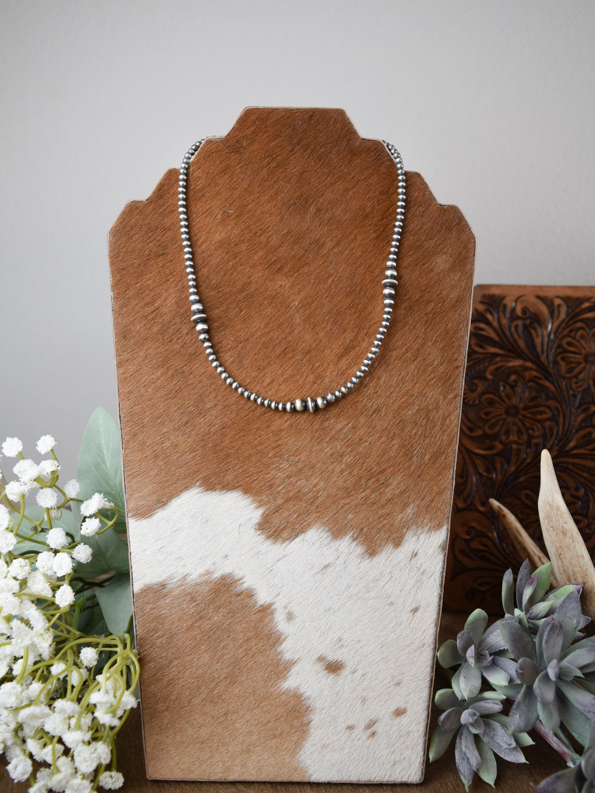 The Isla Silver Navajo Pearl Necklace 18"