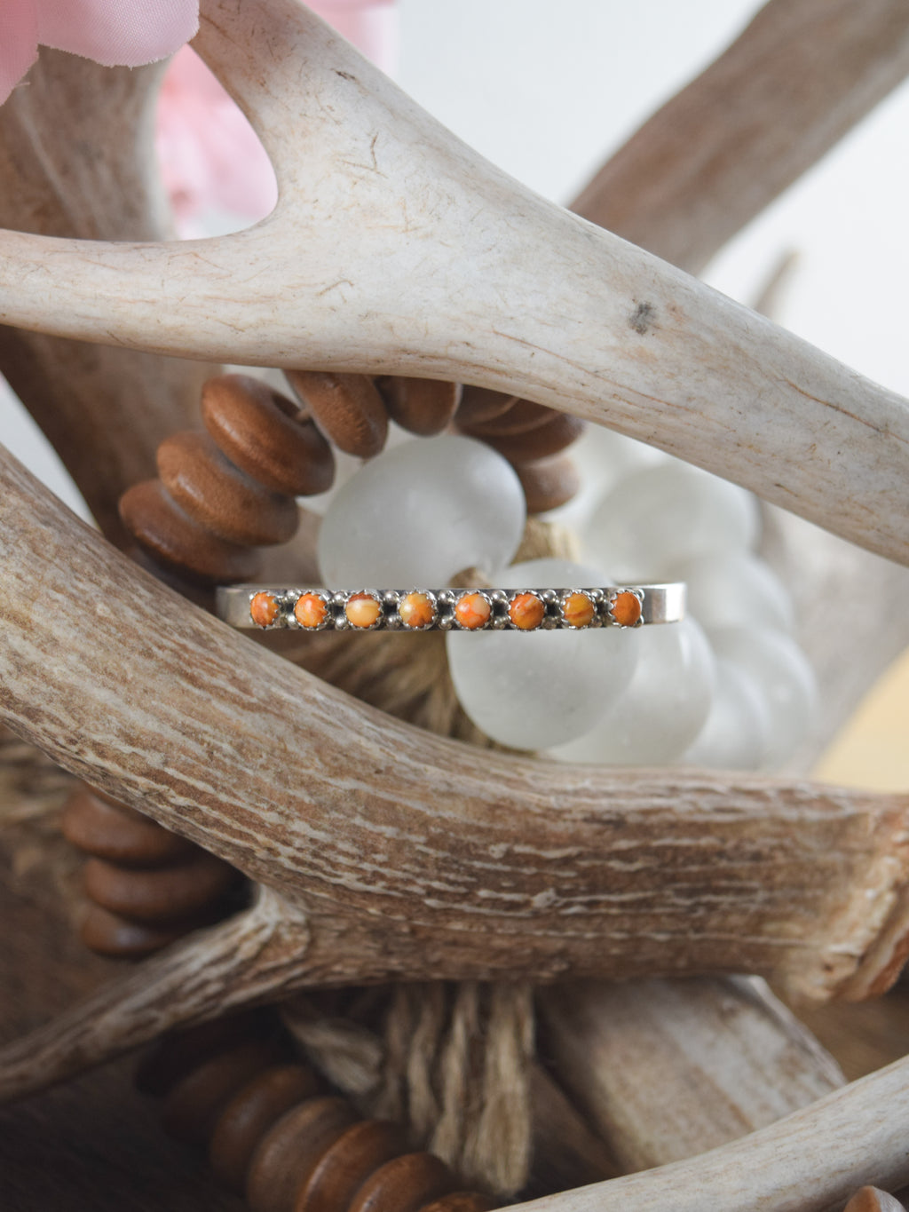 The Sunny Orange Spiny Oyster Small Stone Bracelet