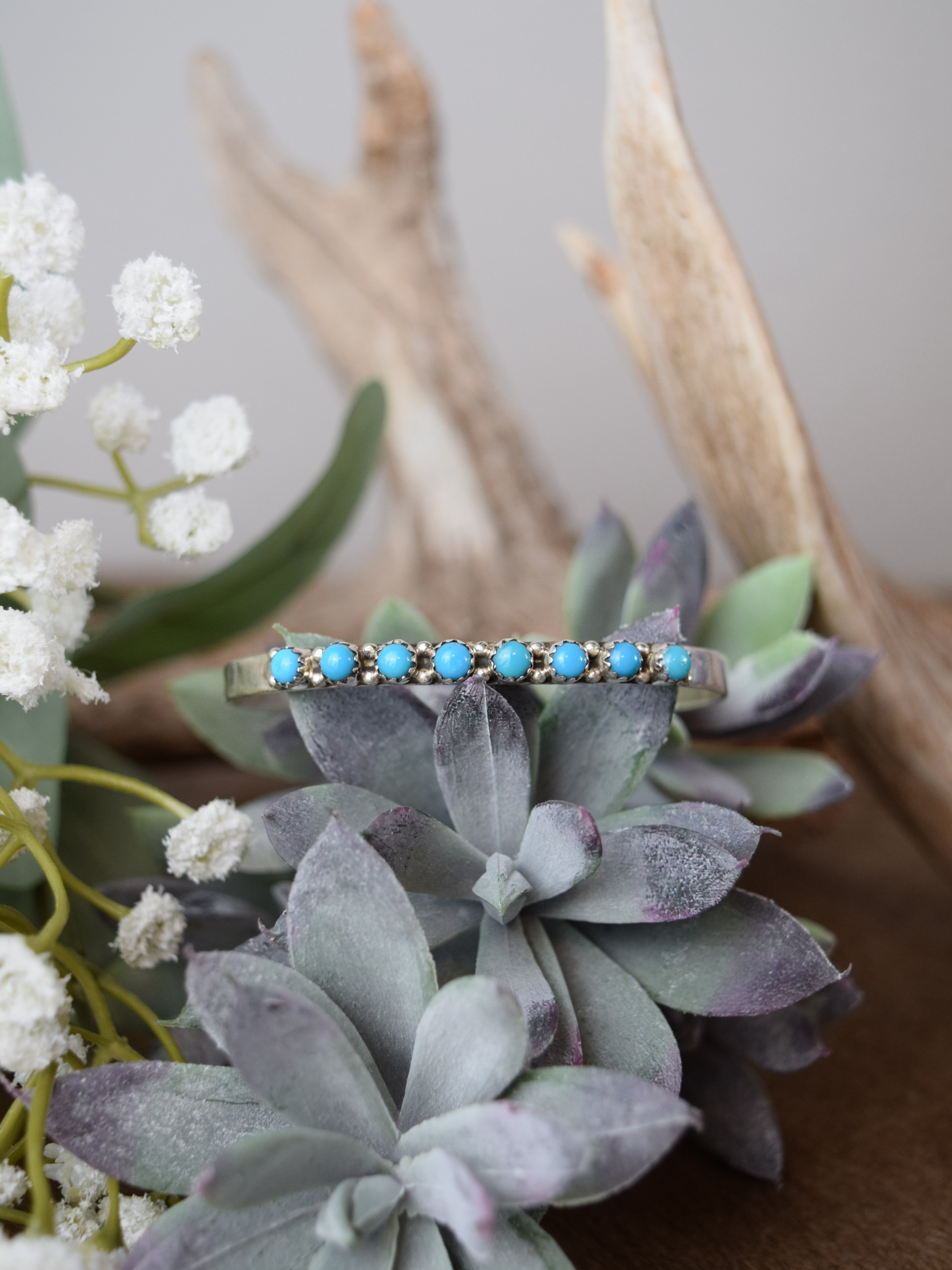 The Grace Turquoise Eight Stone Cuff Bracelet
