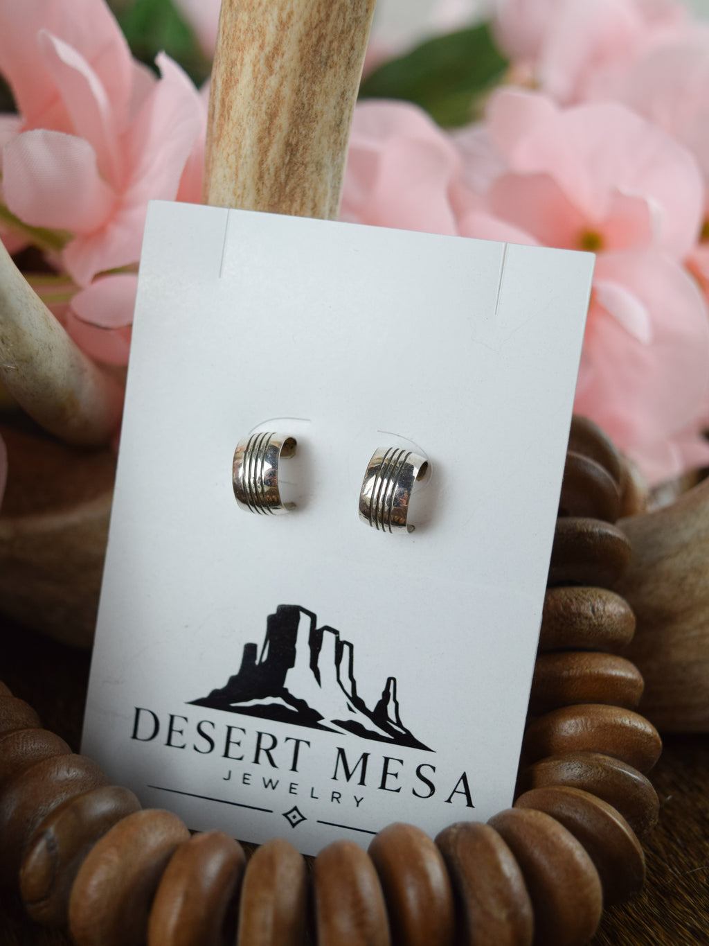 The Aztec Mini Silver Huggie Earrings