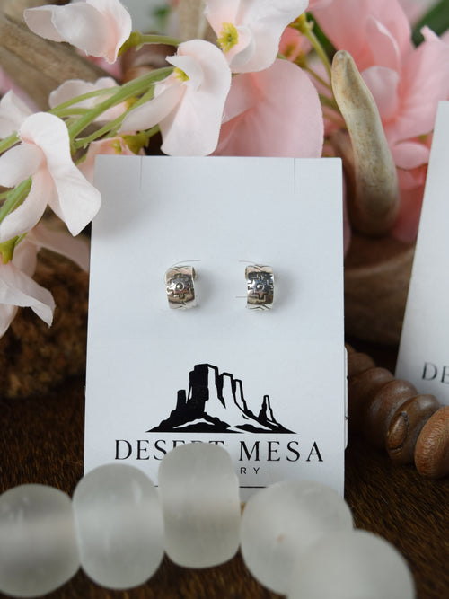 The Aztec Mini Silver Huggie Earrings