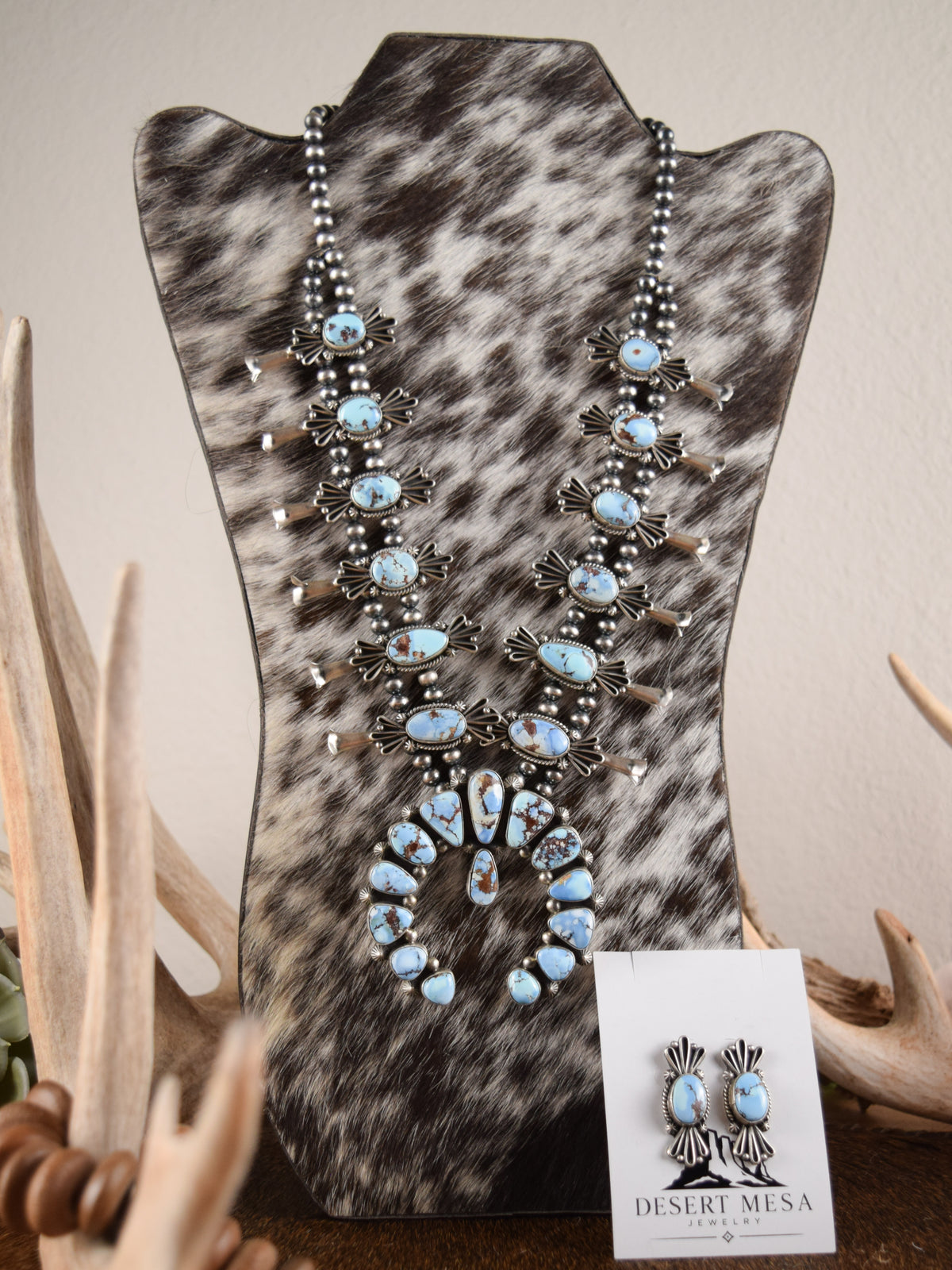 The Edith Golden Hills Squash Blossom & Earrings