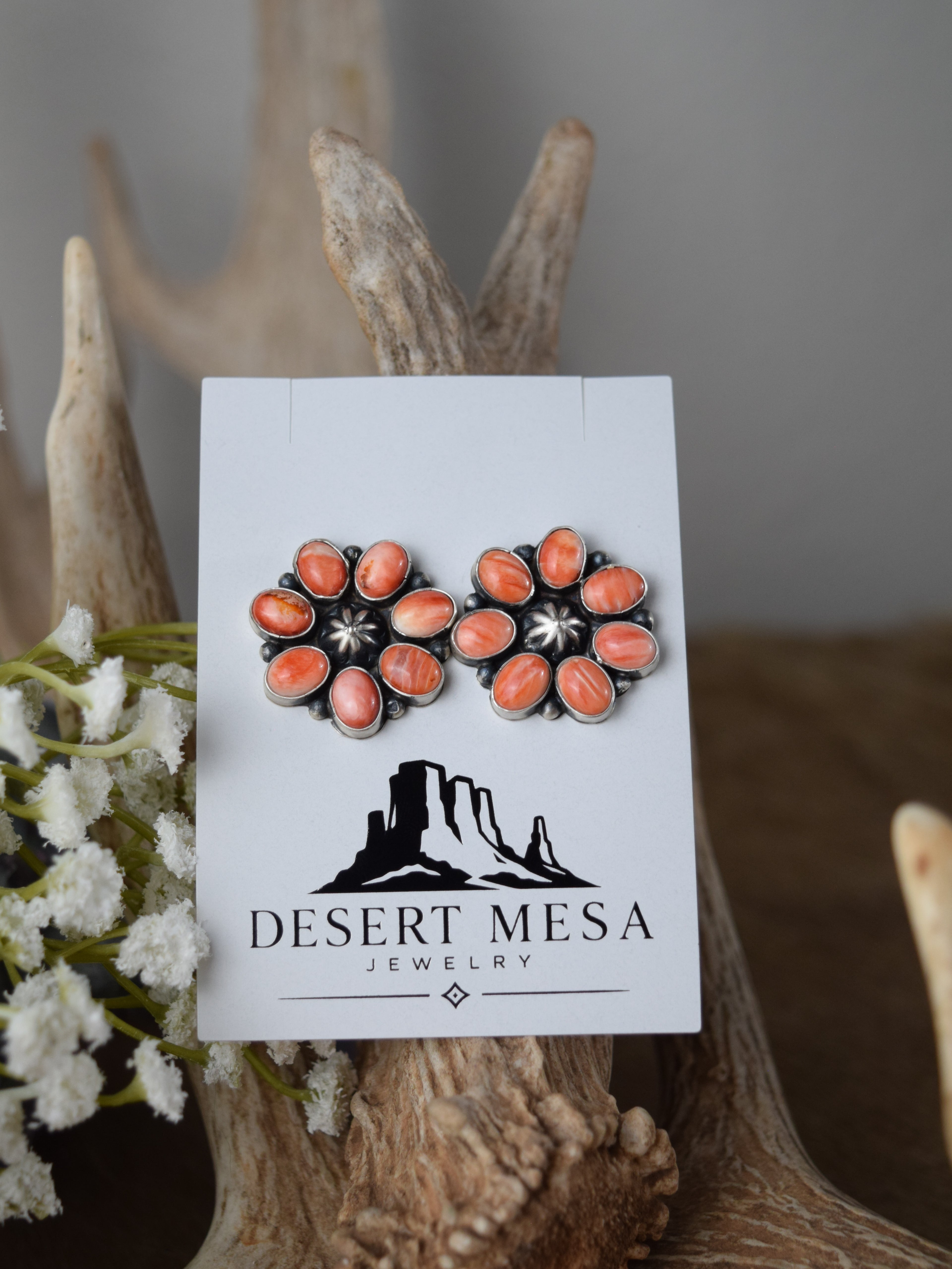The Navajo Orange Spiny Oyster Earrings