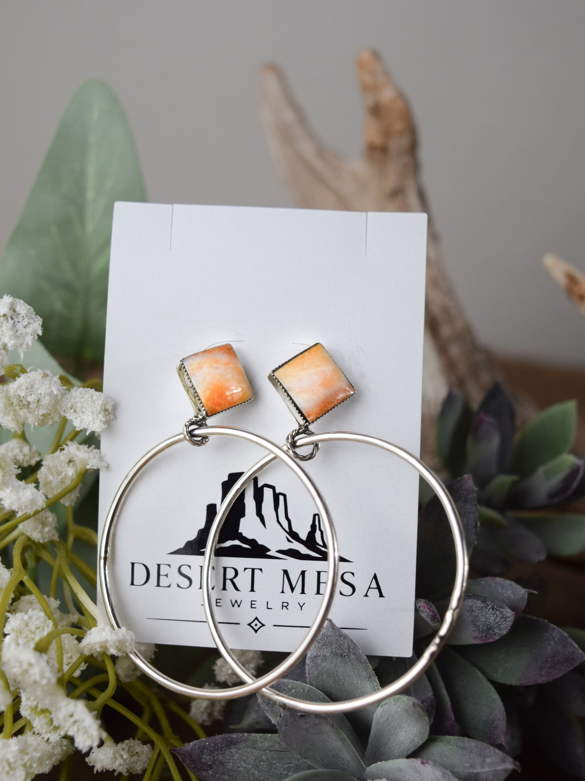 The Sunny Orange Spiny Oyster Hoop Earrings