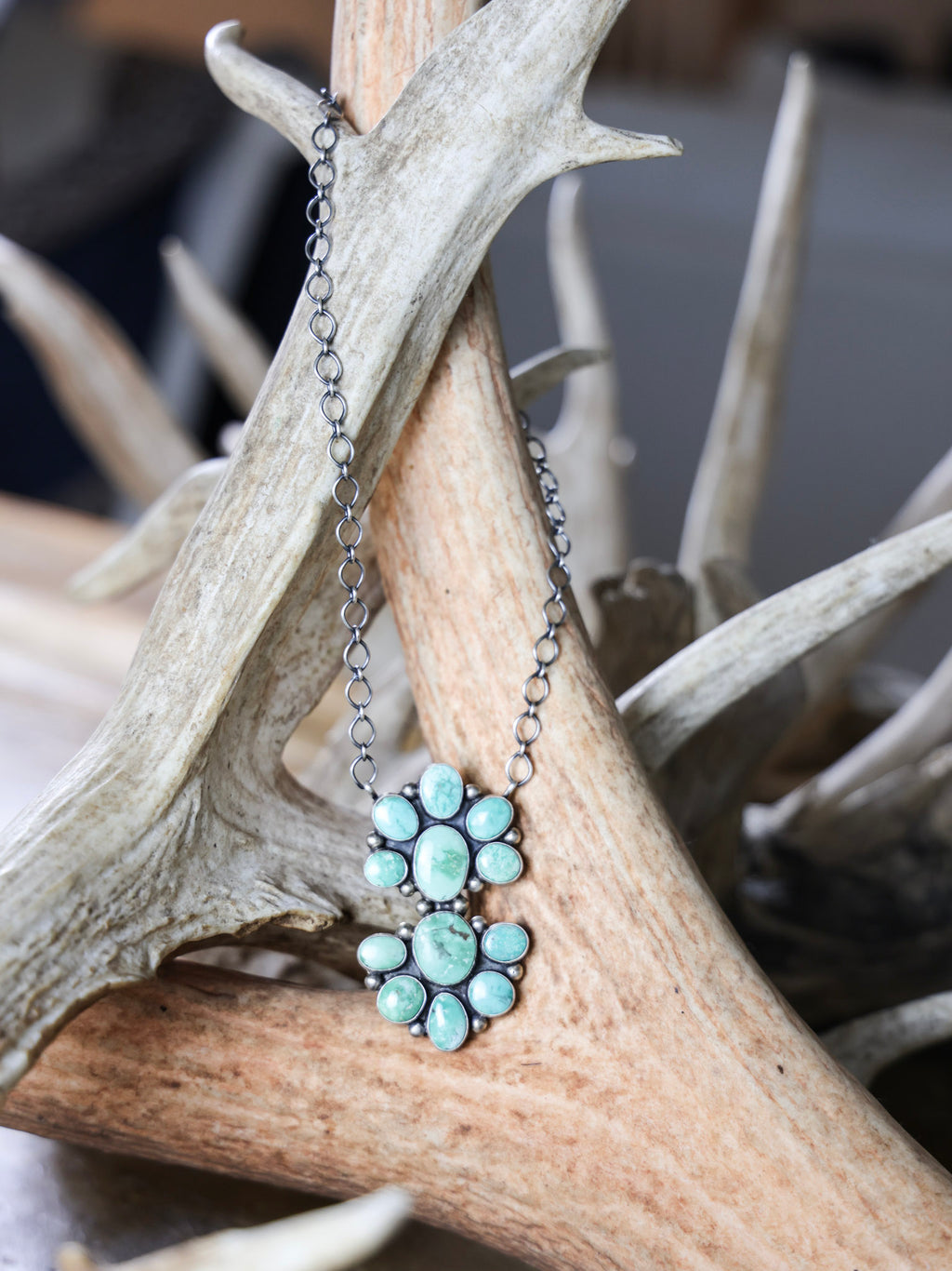 The Aniston Kingman Cluster Statement Necklace-Desert Mesa Jewelry