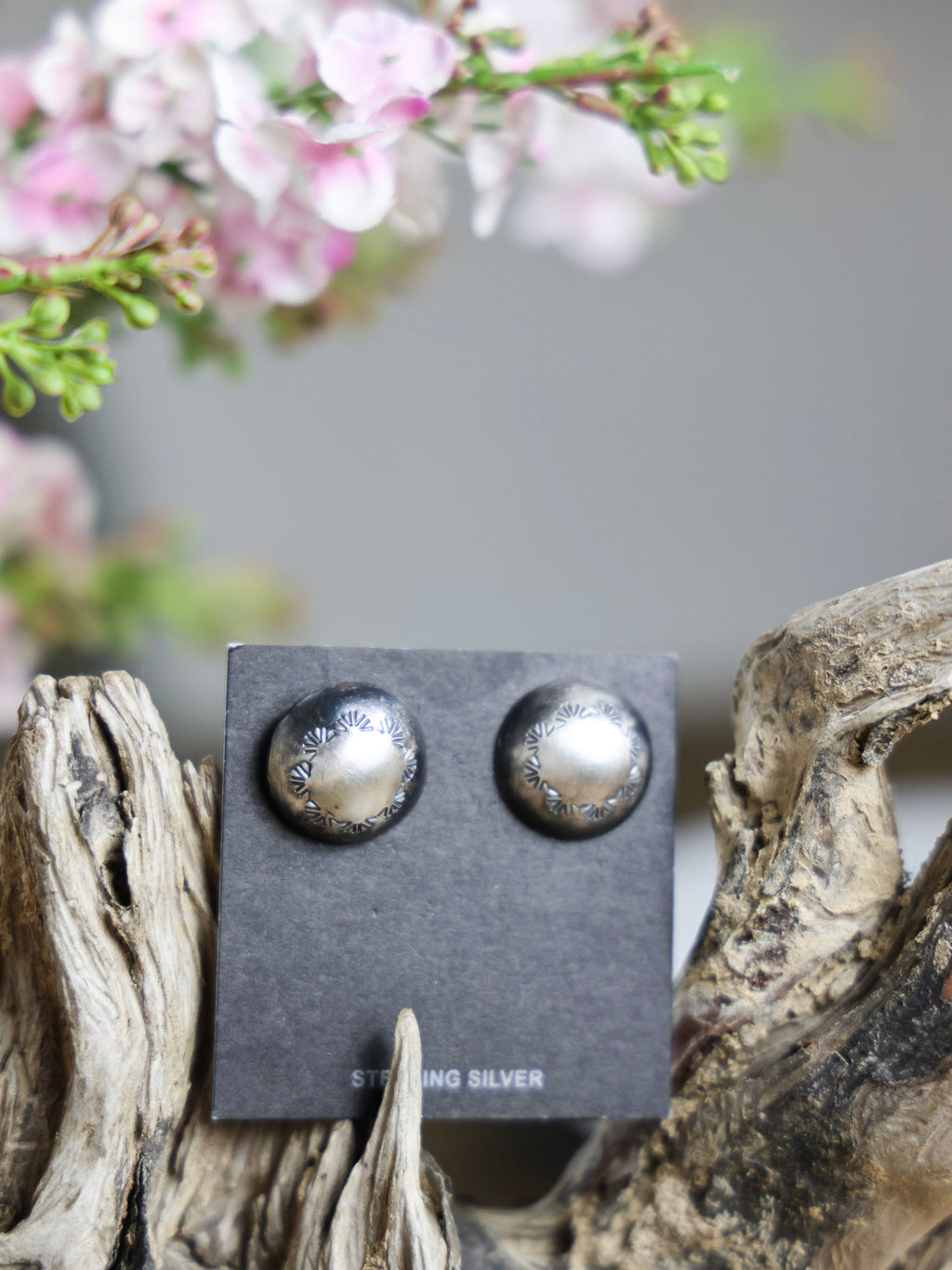 The Carlee Silver Stamped Round Earrings-Desert Mesa Jewelry