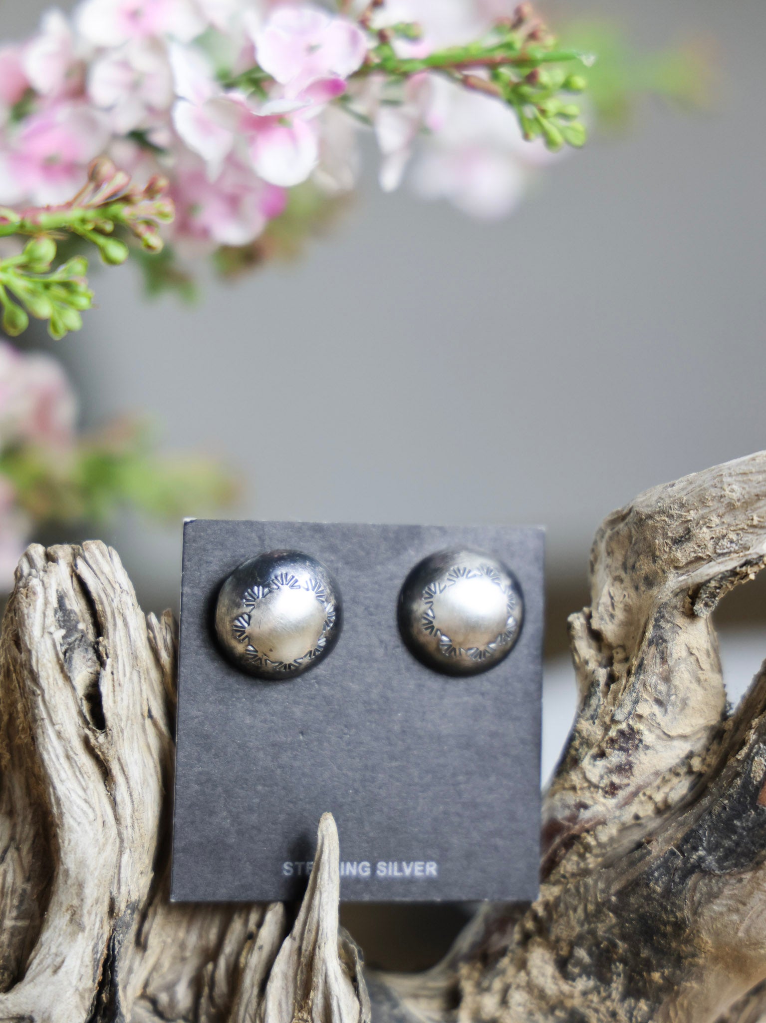 The Carlee Silver Stamped Round Earrings-Desert Mesa Jewelry