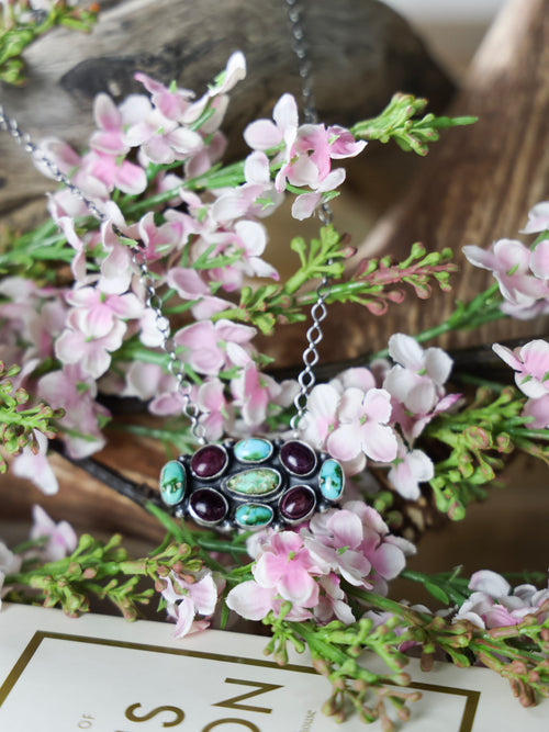 The Channing Multi Colored Cluster Pendant Necklace-Desert Mesa Jewelry
