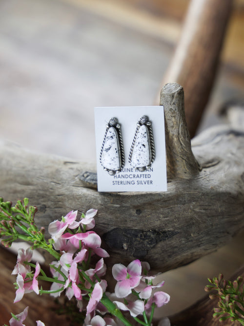 The Chilton White Buffalo Single Stone Pendant Earrings-Desert Mesa Jewelry