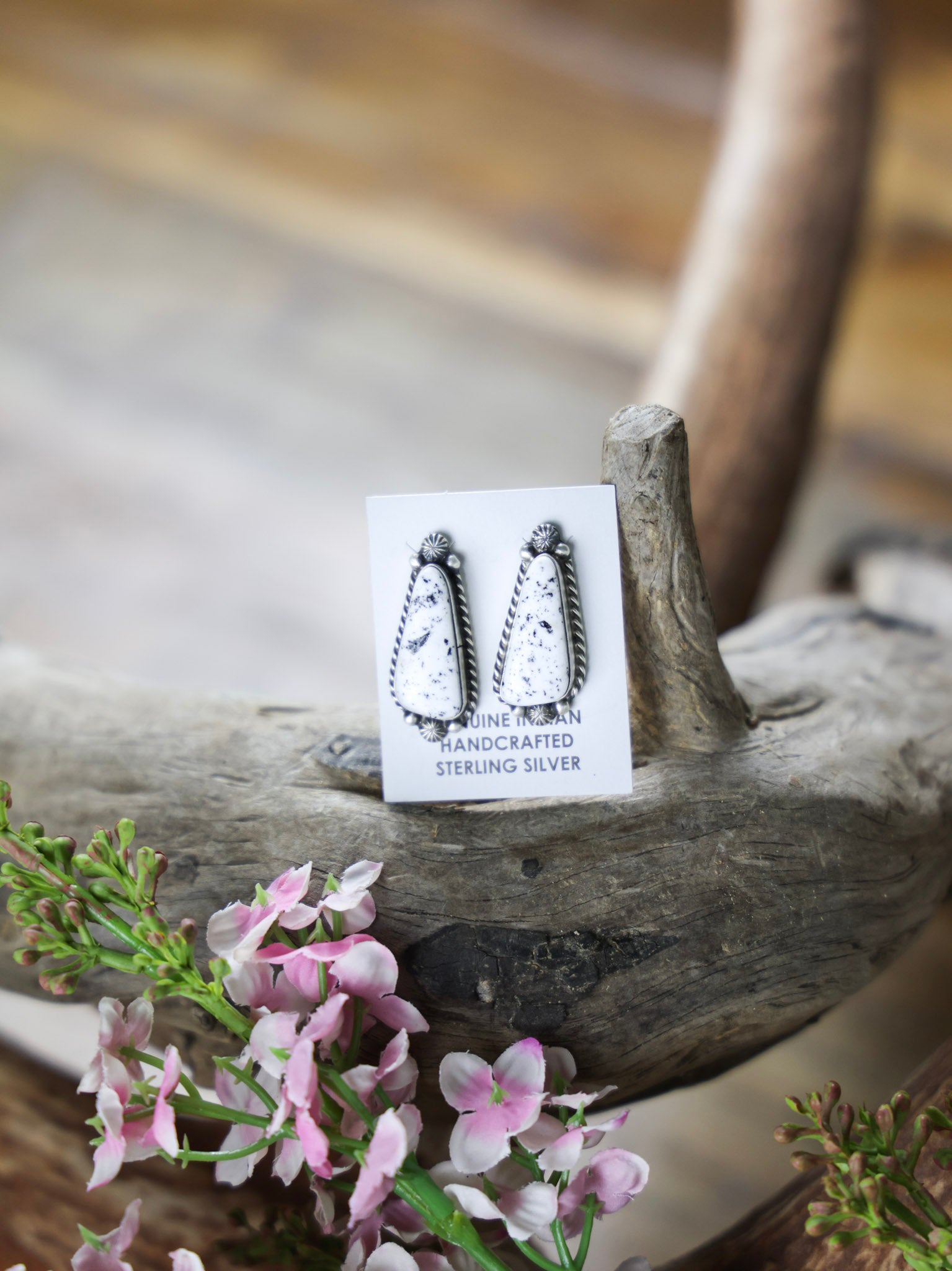 The Chilton White Buffalo Single Stone Pendant Earrings-Desert Mesa Jewelry