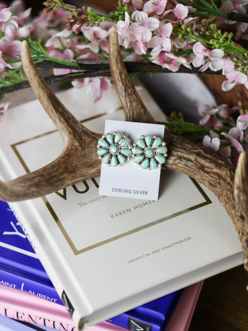 The Daisy Floral Cluster Turquoise Earrings-Desert Mesa Jewelry