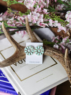The Daisy Floral Cluster Turquoise Earrings-Desert Mesa Jewelry