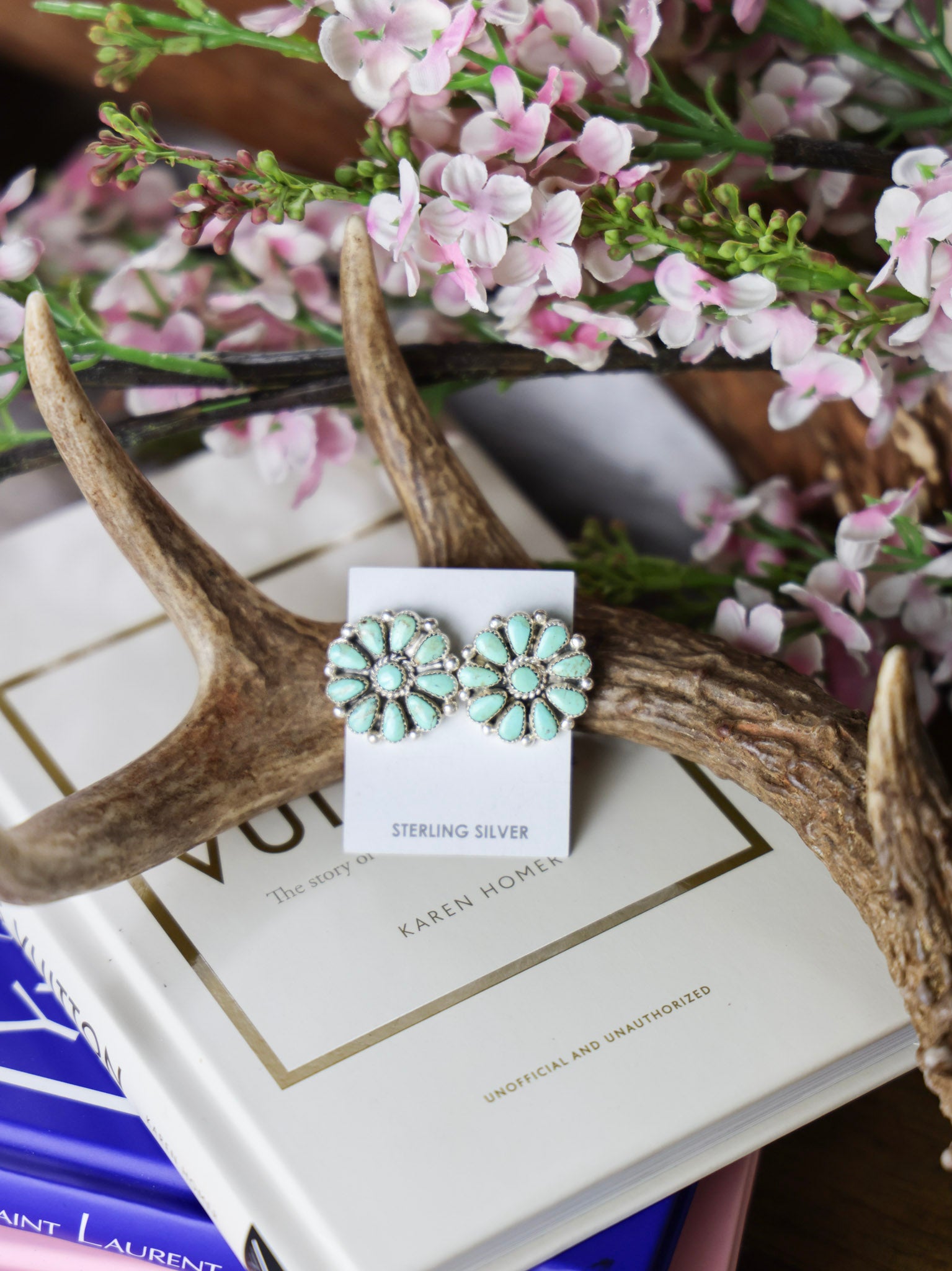 The Daisy Floral Cluster Turquoise Earrings-Desert Mesa Jewelry