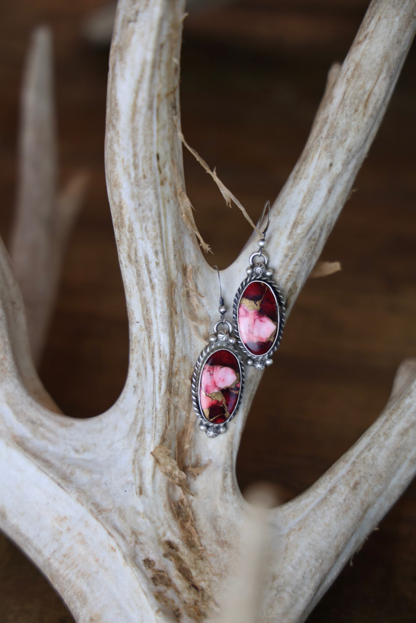The Edith Dalhia Rose Red Earrings-Desert Mesa Jewelry
