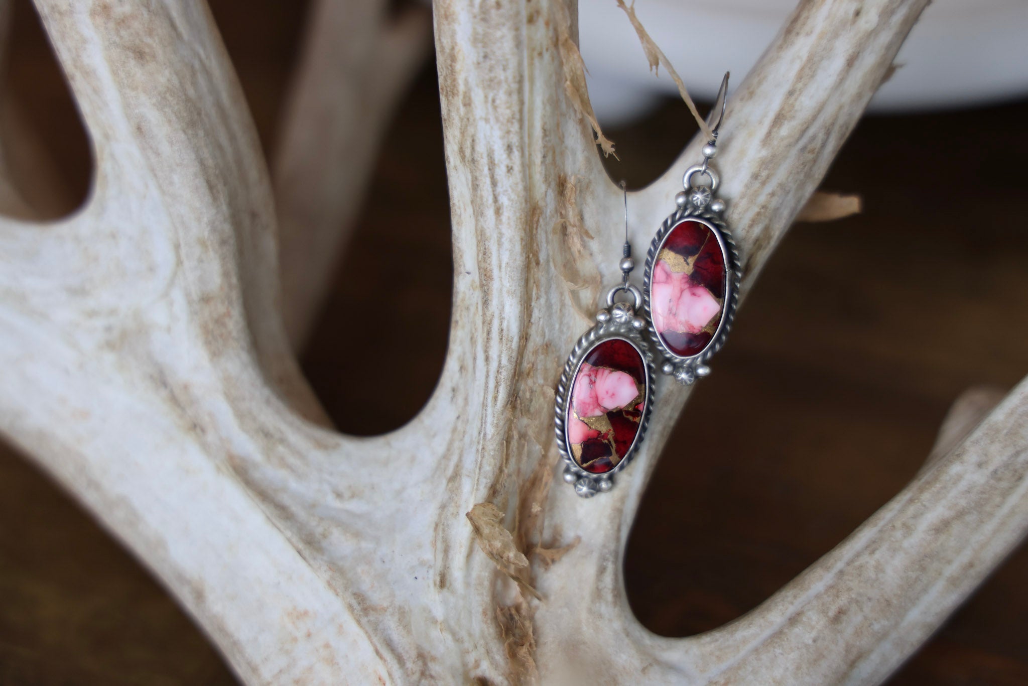 The Edith Dalhia Rose Red Earrings-Desert Mesa Jewelry