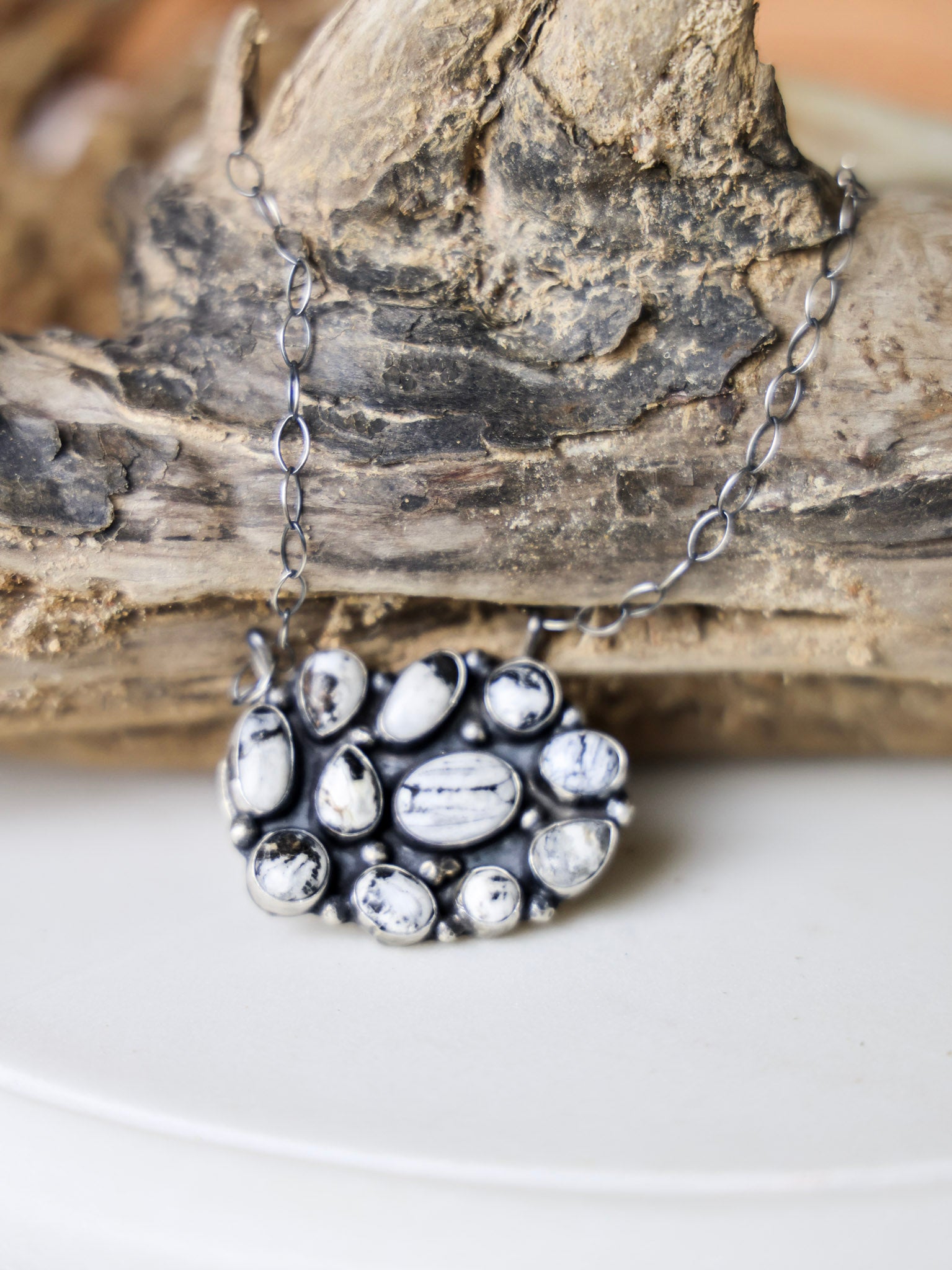 The Kenlee White Buffalo Cluster Pendant Necklace-Desert Mesa Jewelry