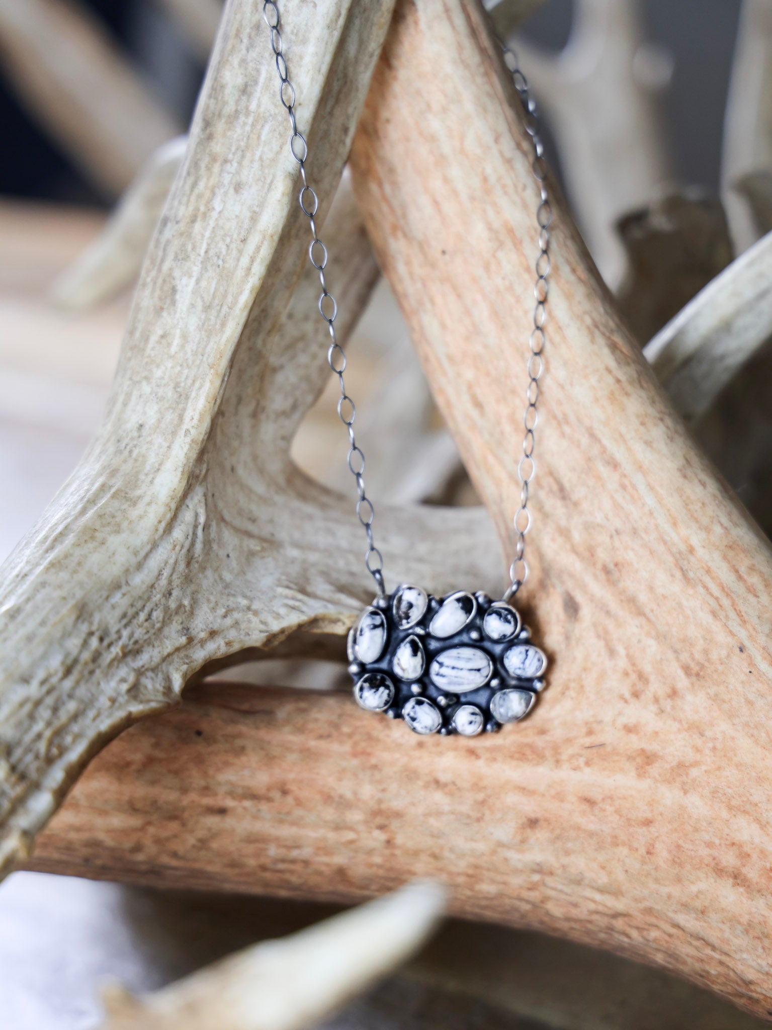 The Kenlee White Buffalo Cluster Pendant Necklace-Desert Mesa Jewelry