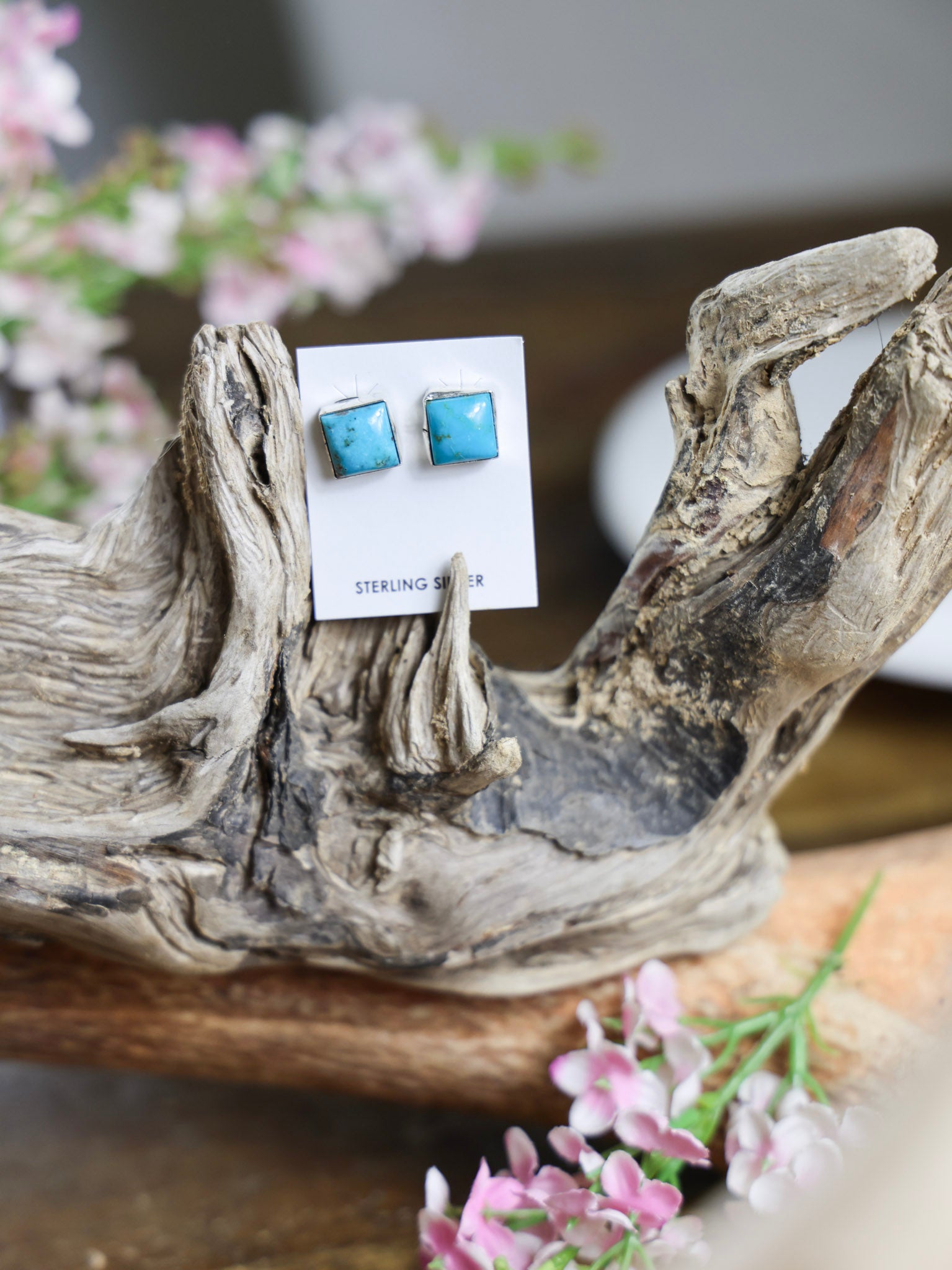 The Margaret Square Turquoise Stud Earrings-Desert Mesa Jewelry