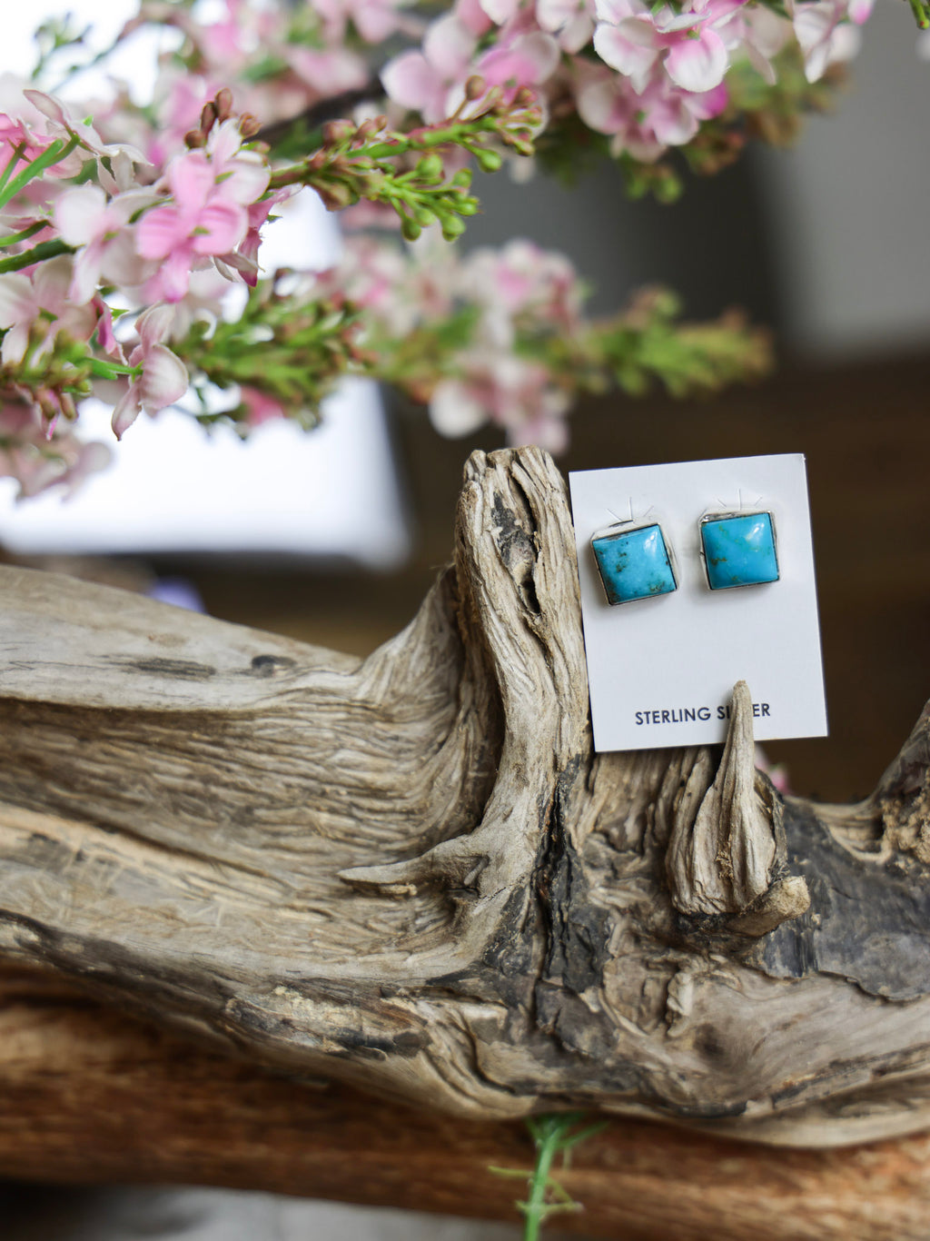The Margaret Square Turquoise Stud Earrings-Desert Mesa Jewelry