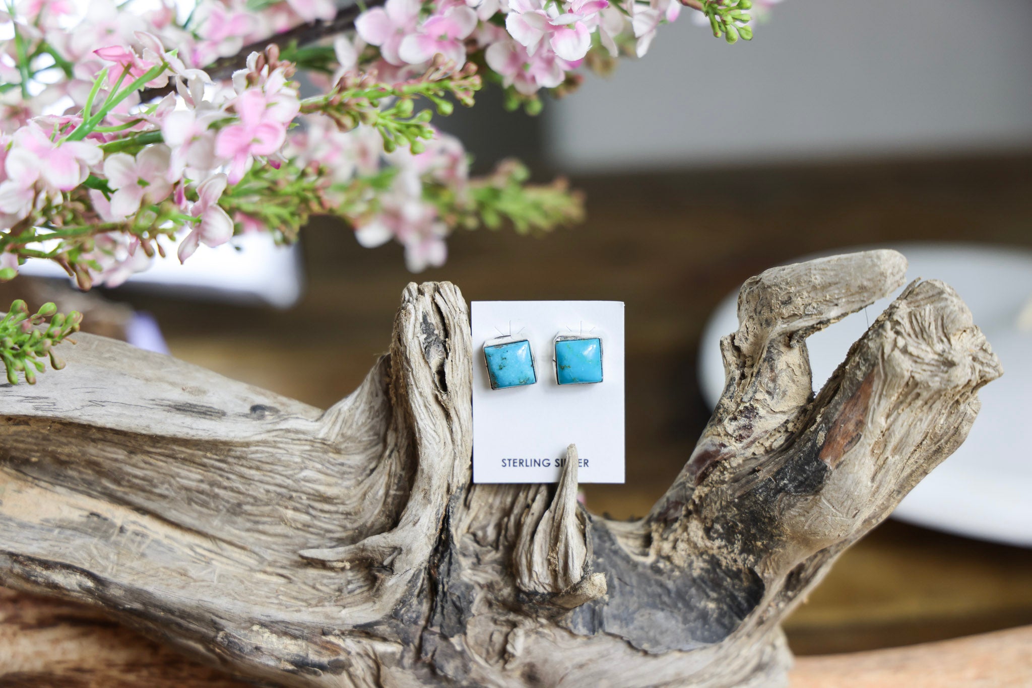 The Margaret Square Turquoise Stud Earrings-Desert Mesa Jewelry
