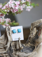 The Margaret Square Turquoise Stud Earrings-Desert Mesa Jewelry