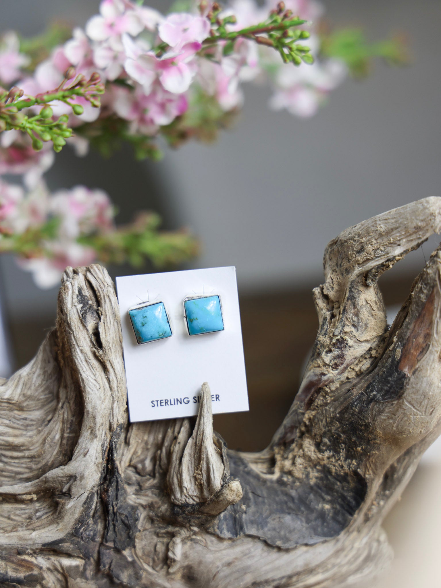 The Margaret Square Turquoise Stud Earrings-Desert Mesa Jewelry