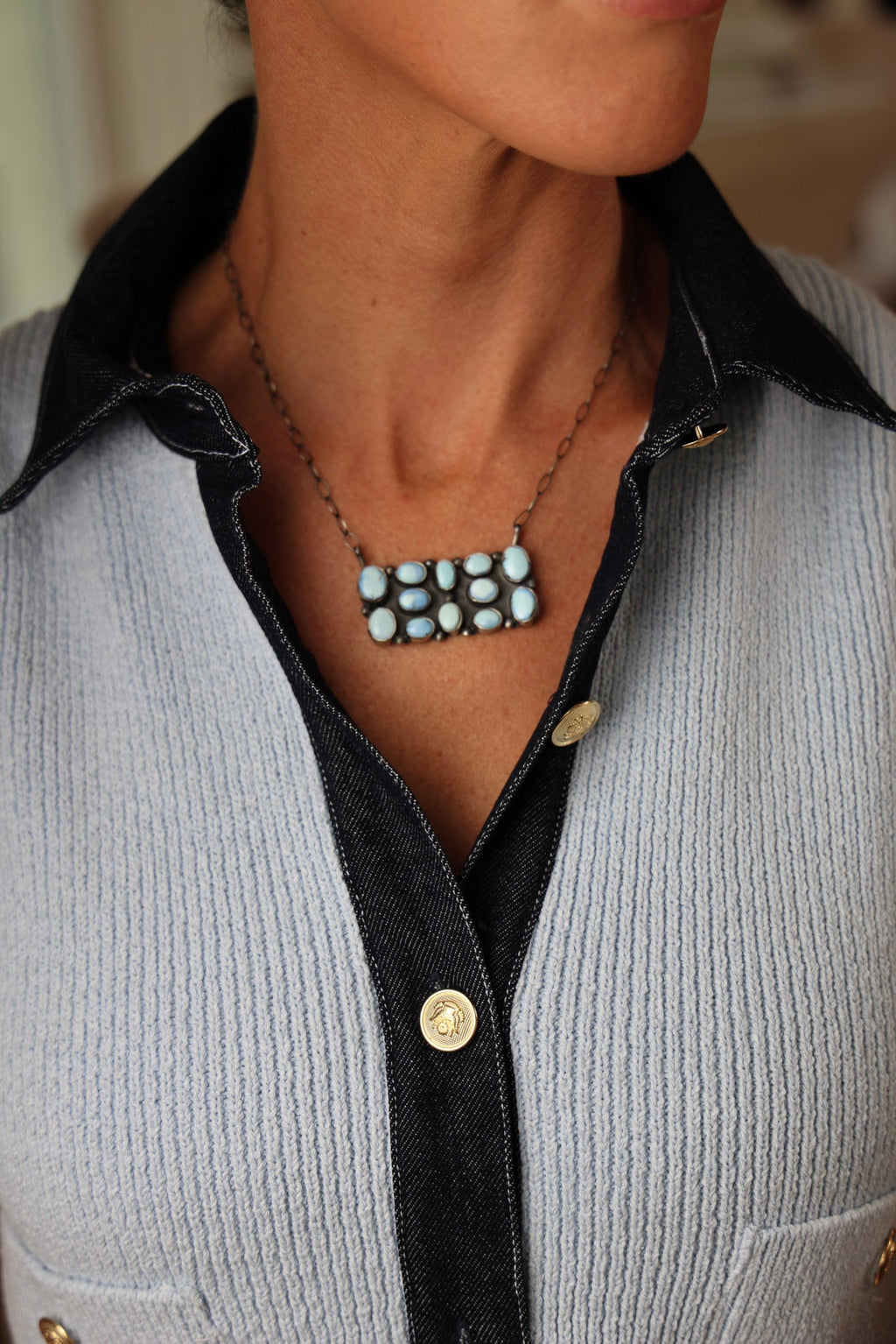 The Mary Caroline Golden Hills Turquoise Pendant Necklace-Desert Mesa Jewelry