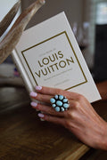 The Peyton Light Turquoise Round Cluster Ring - Size 7.5-Desert Mesa Jewelry