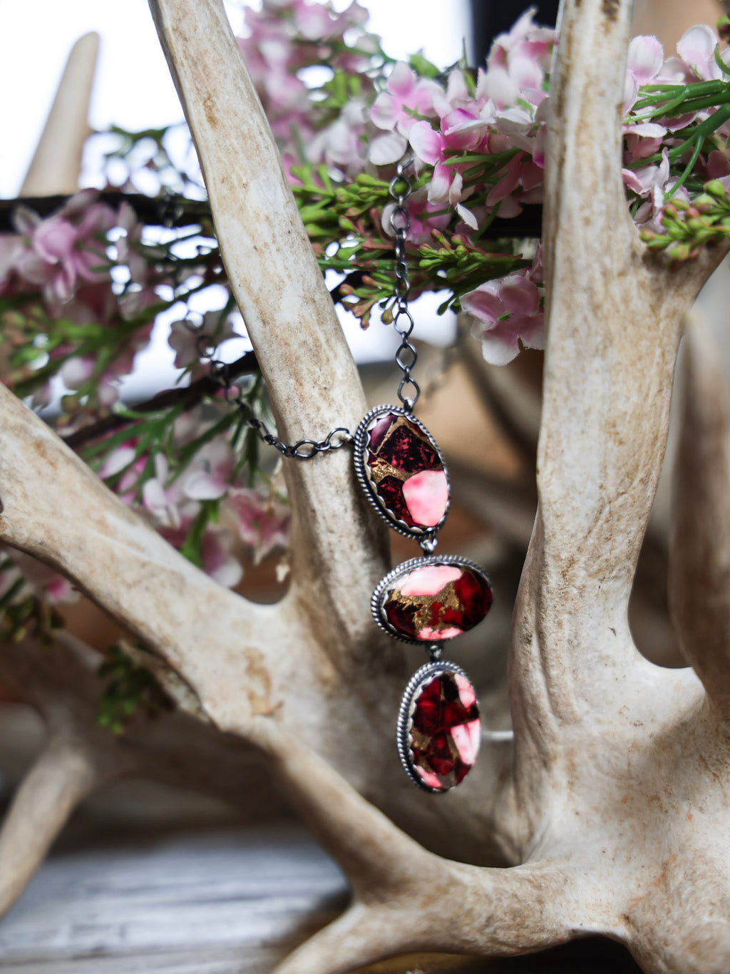 The Suzie Dahlia Rose Red Lariat Necklace-Desert Mesa Jewelry
