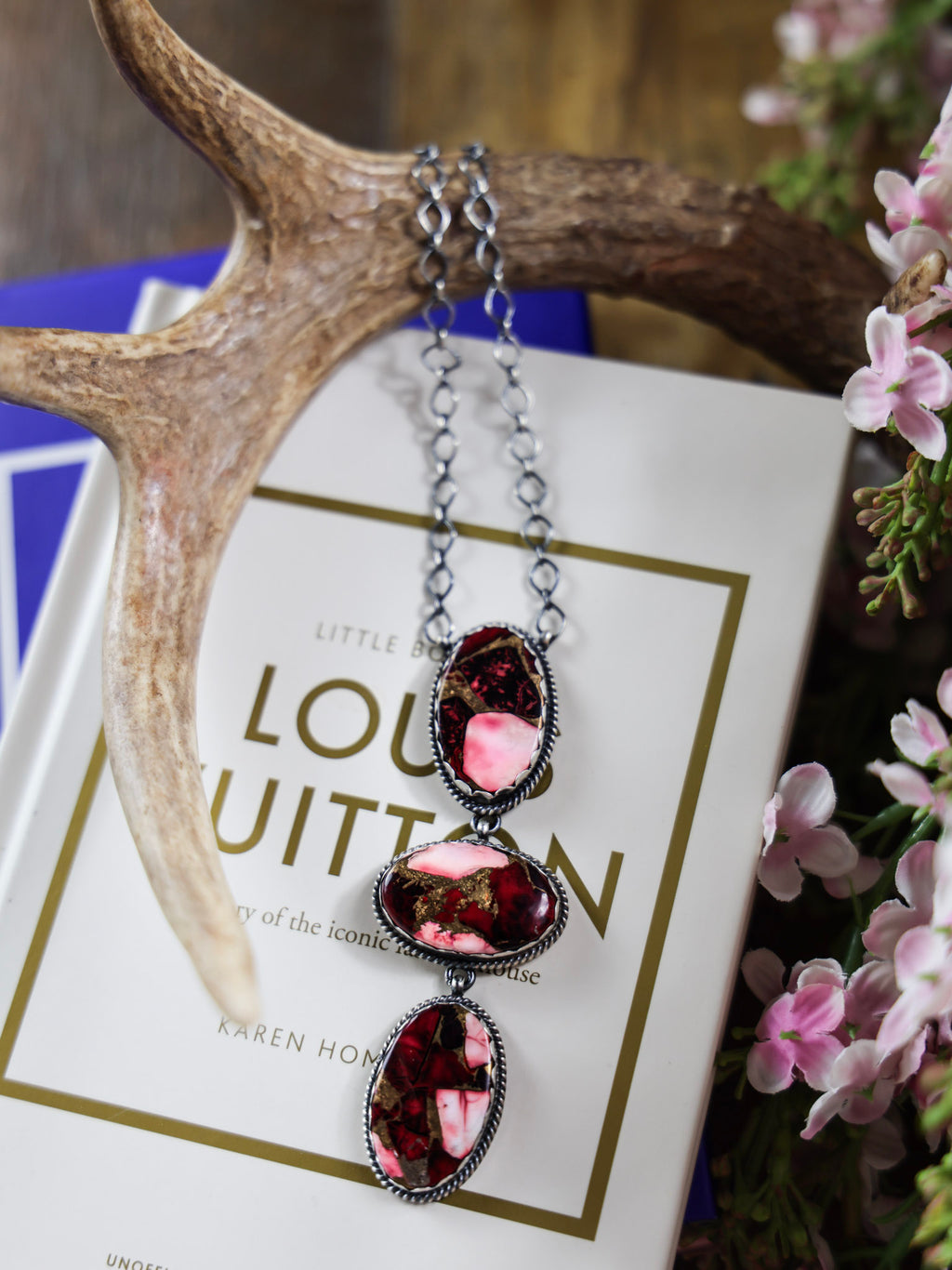 The Suzie Dahlia Rose Red Lariat Necklace-Desert Mesa Jewelry