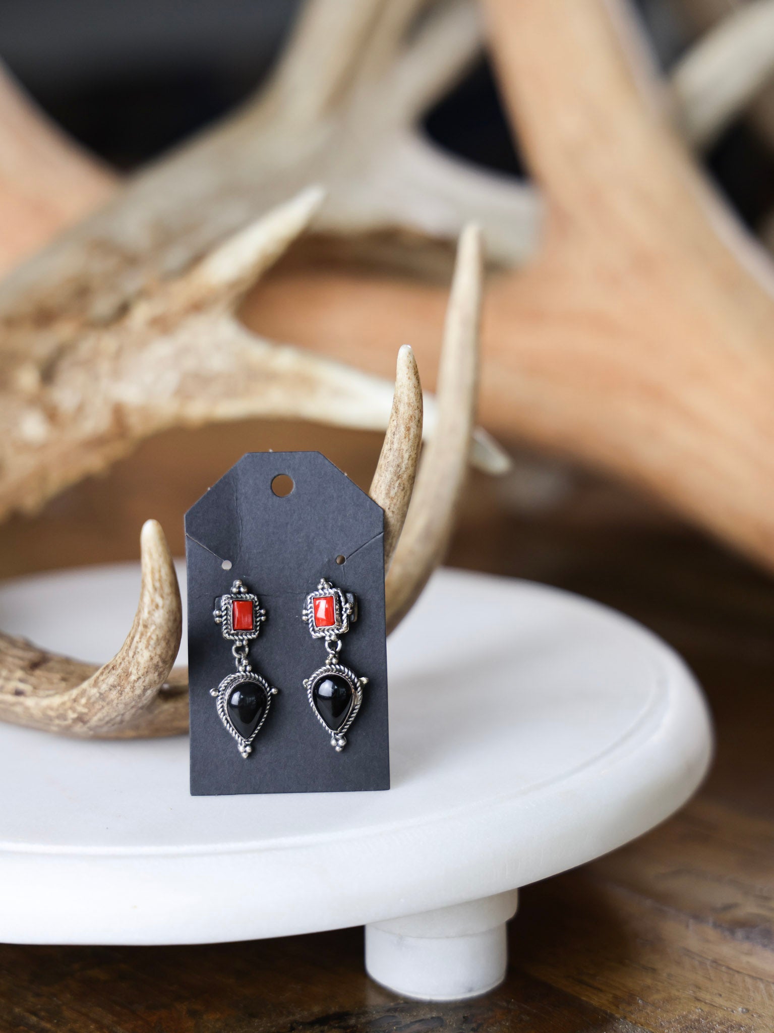 The Wreck 'Em Red and Black Earrings-Desert Mesa Jewelry